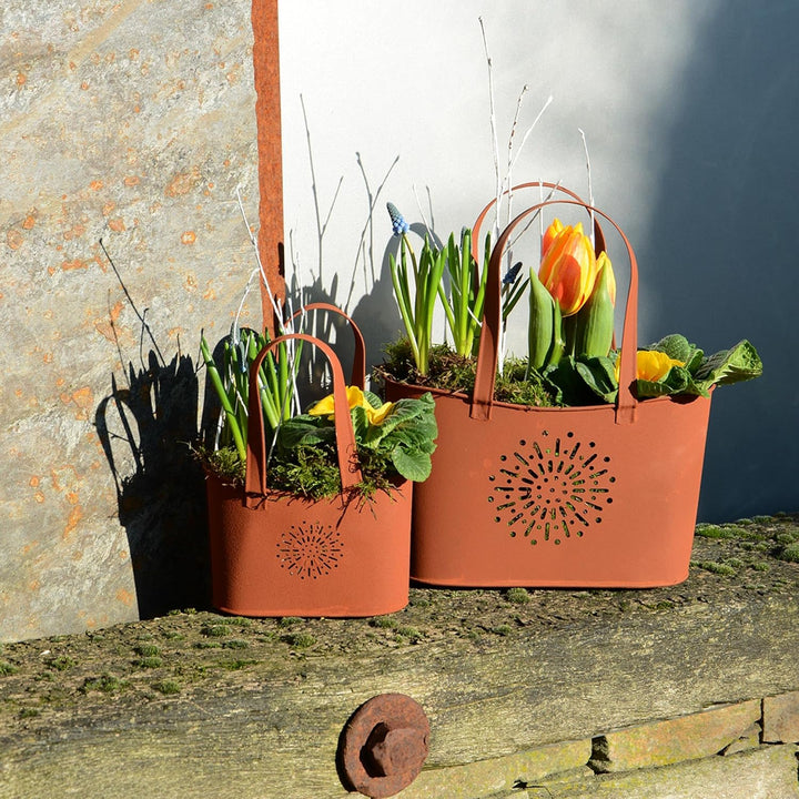 UNUS Garden Handtaschen 2er Set, Gartendeko Rostoptik, Roststecker aus Edelrost Metall, Rost Deko fü