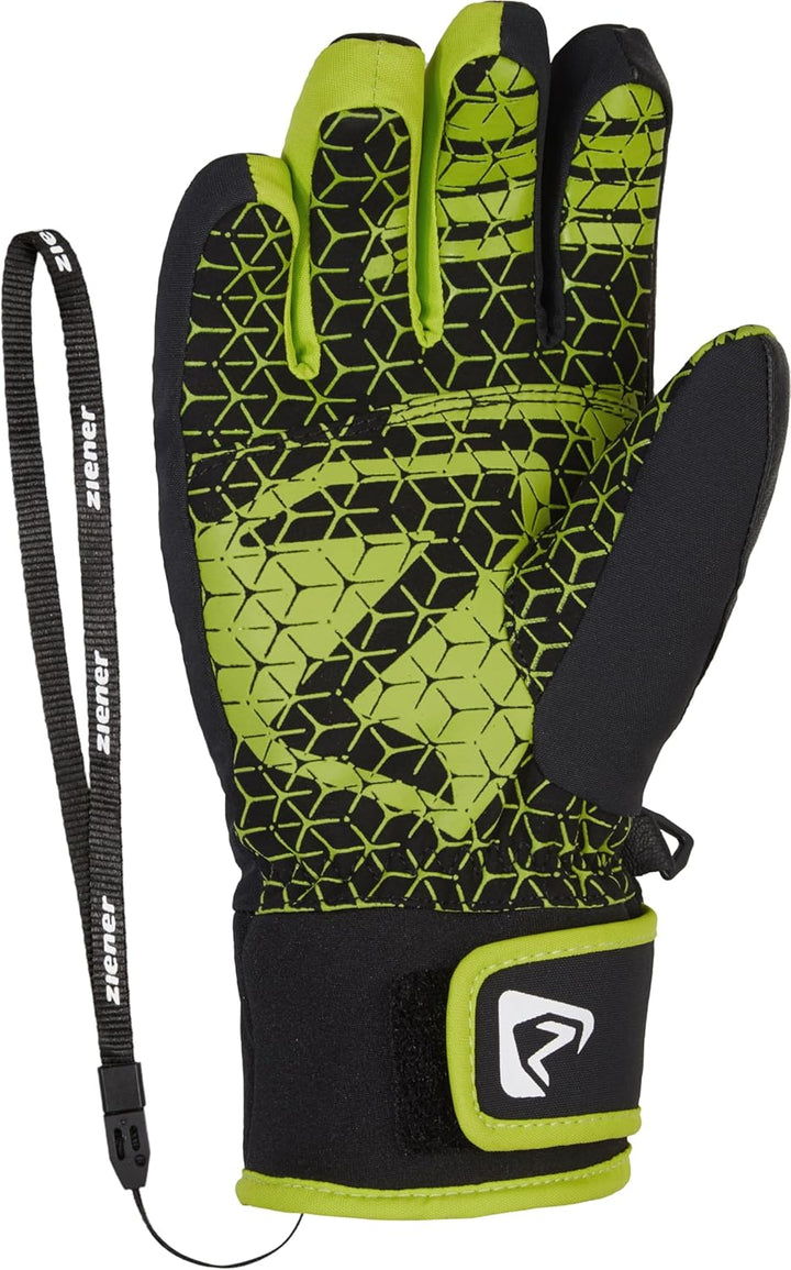 Ziener Jungen Lonzalo Ski-Handschuhe/Wintersport | wasserdicht, atmungsaktiv, Primaloft 4 black.lime