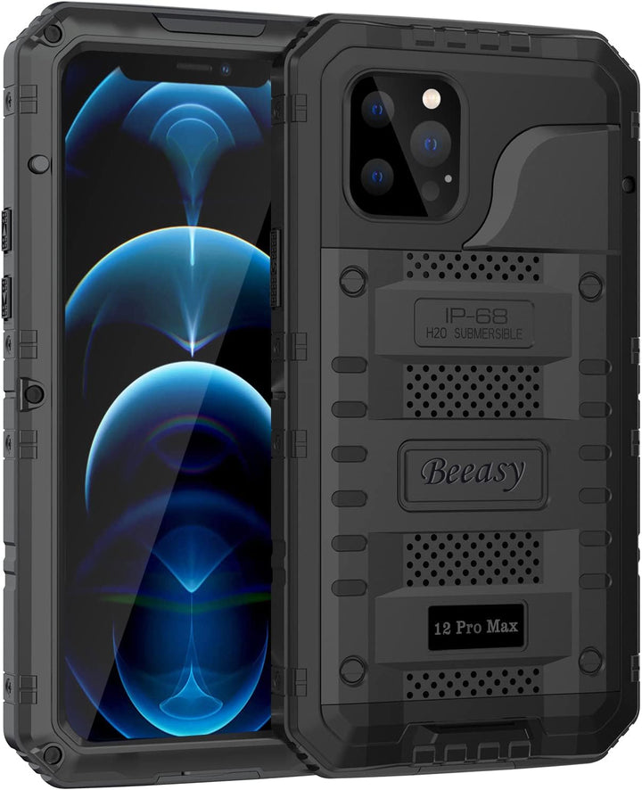 Beeasy für iPhone 12 Pro Max Wasserdicht Outdoor Hülle (6,7"), Stossfest Panzerhülle 360 Grad Schutz