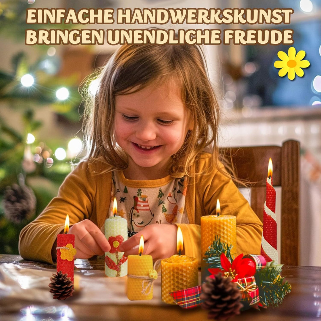 YOOHBERRYS Bienenwachsplatten fĂŒr Kerzen, 18PCS Rote Gelbe und Weisse Bienenwachsplatten, Wachsplatt