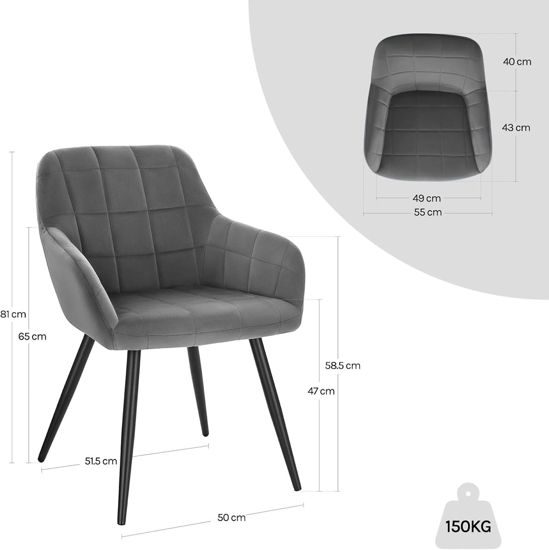 WOLTU® Esszimmerstuhl BH93dgr-1 1 Stück Küchenstuhl Polsterstuhl Wohnzimmerstuhl Sessel mit Armlehne