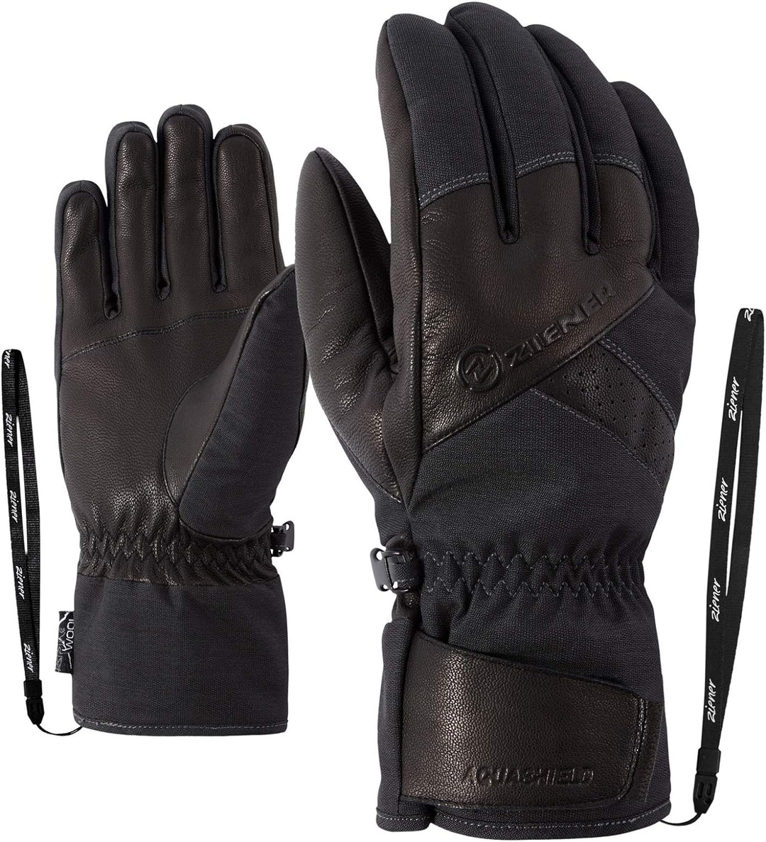 Ziener Getter As Ski-Handschuhe/Wintersport | Wasserdicht, Atmungsaktiv, Alpine Wool 10 grey iron te