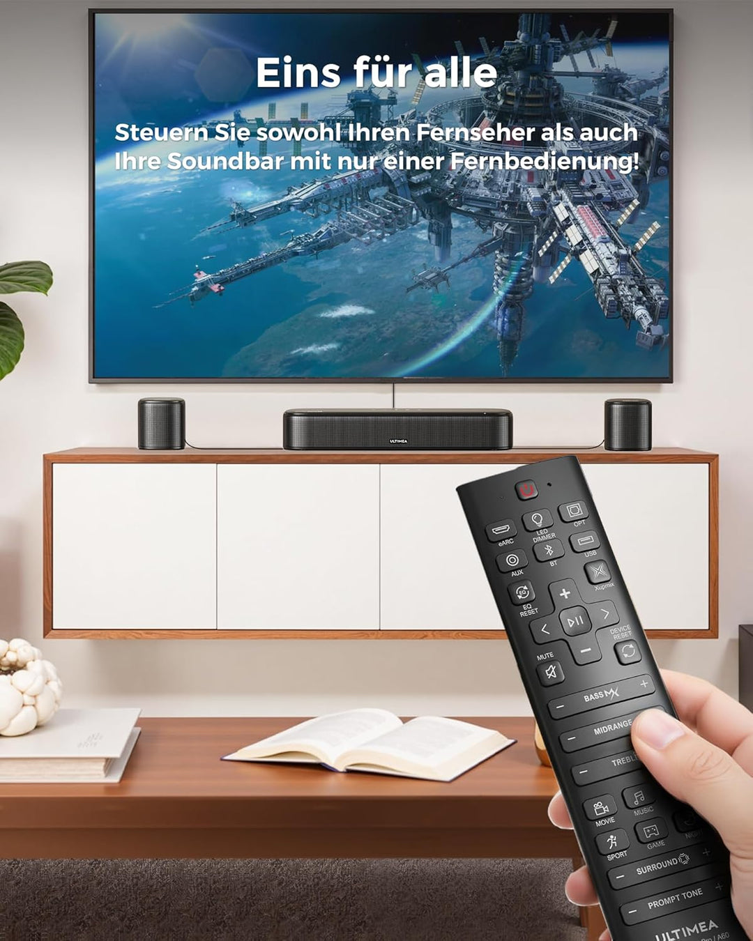 ULTIMEA 7.1ch Soundbar mit Dolby Atmos, Surround Sound System mit 4 Surround Lautsprechern, App, Hei