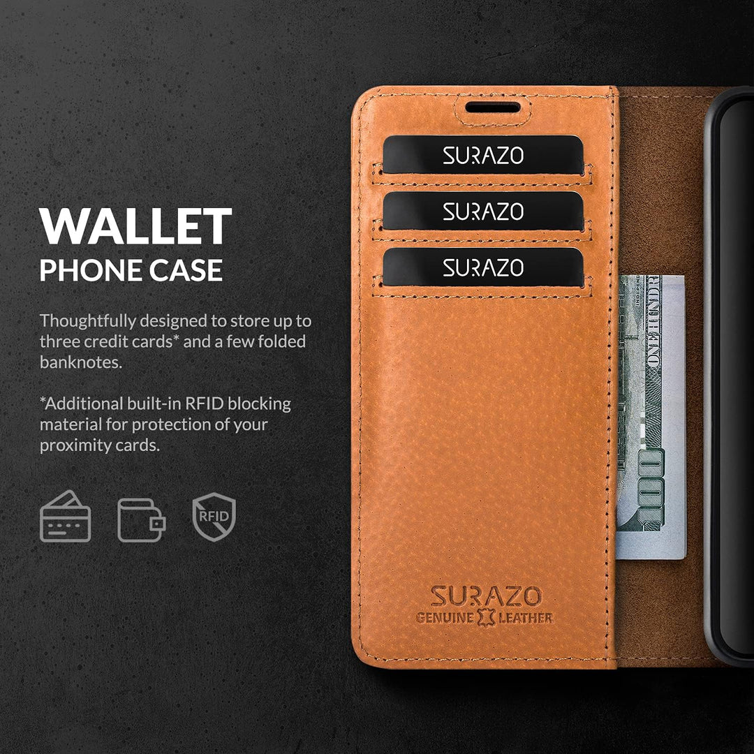 SURAZO Prestige Handyhülle für Apple iPhone 13 Pro Max – Premium Echtleder Hülle Schutzhülle mit [St