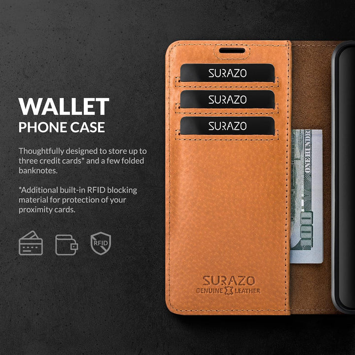 SURAZO Prestige Handyhülle für Apple iPhone 13 Pro Max – Premium Echtleder Hülle Schutzhülle mit [St