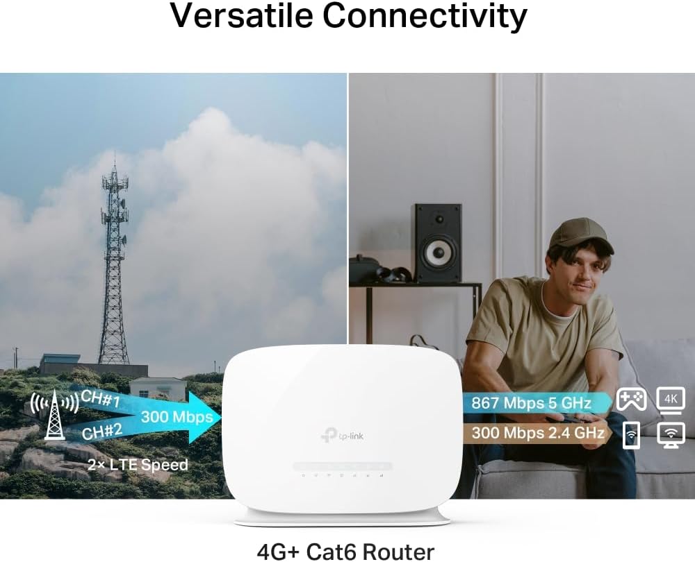 TP-Link Archer MR505 LTE Router, 4G+ Router unterstützt SIM Karten, 4G+ Cat6 bis zu 300Mbps, WLAN Du