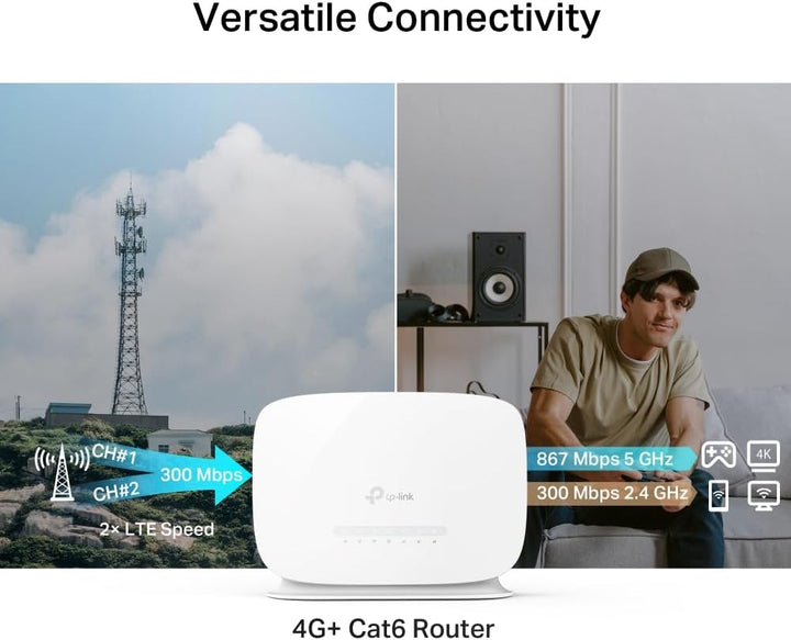 TP-Link Archer MR505 LTE Router, 4G+ Router unterstützt SIM Karten, 4G+ Cat6 bis zu 300Mbps, WLAN Du