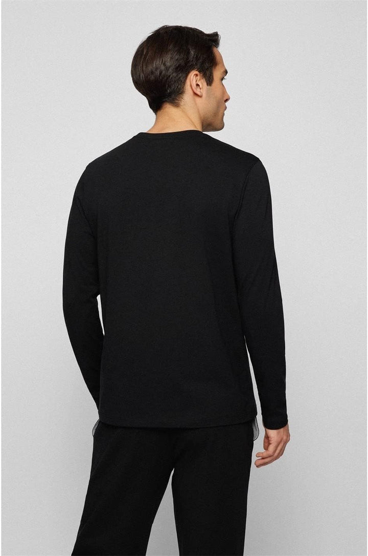 BOSS Herren Mix&Match LS-Shirt R Regular-Fit Longsleeve aus Stretch-Baumwolle mit Logo-Stickerei Sch