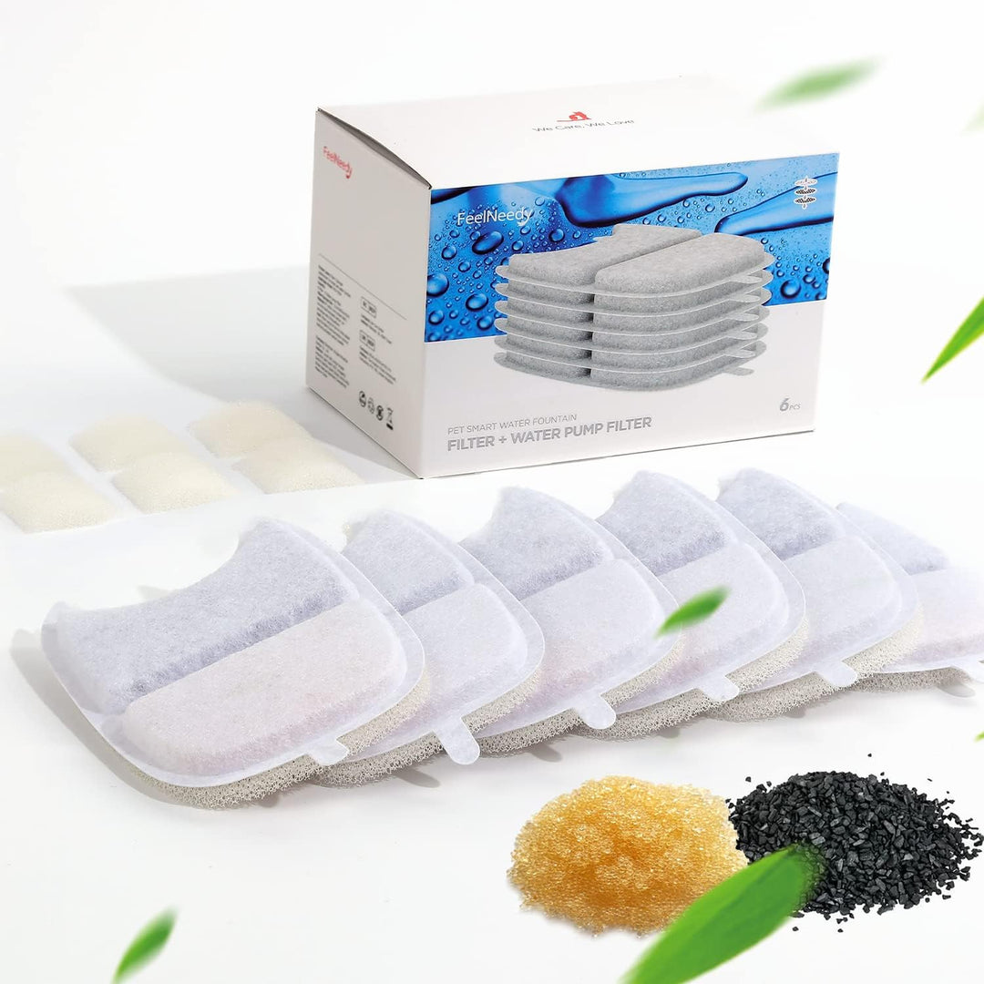 FEELNEEDY 6 Packung Katzenbrunnen Filter Schwämme Ersatz, Haustier Wasser-Brunnen-Filter für 4L Katz