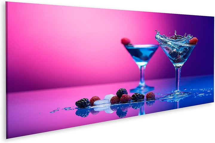 islandburner Bild auf Leinwand Bunte Cocktails Beeren Bilder Wandbilder Poster Leinwand 120x40cm - P