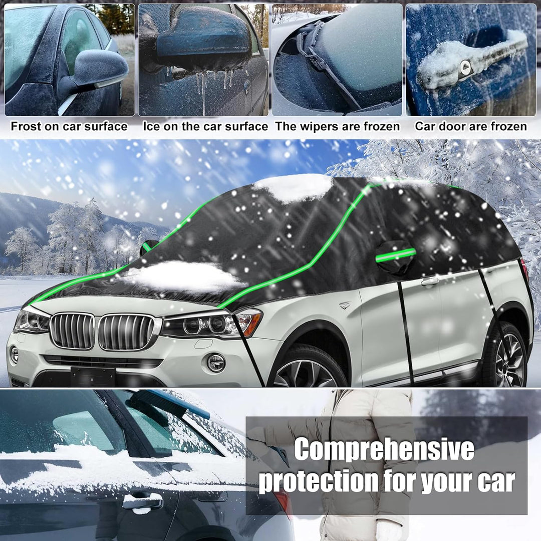 Opaltool Auto Schwarzes Halbgarage für BMW X3 2003-2024, LWB Soft Windschutzscheibe Abdeckung Hälfte