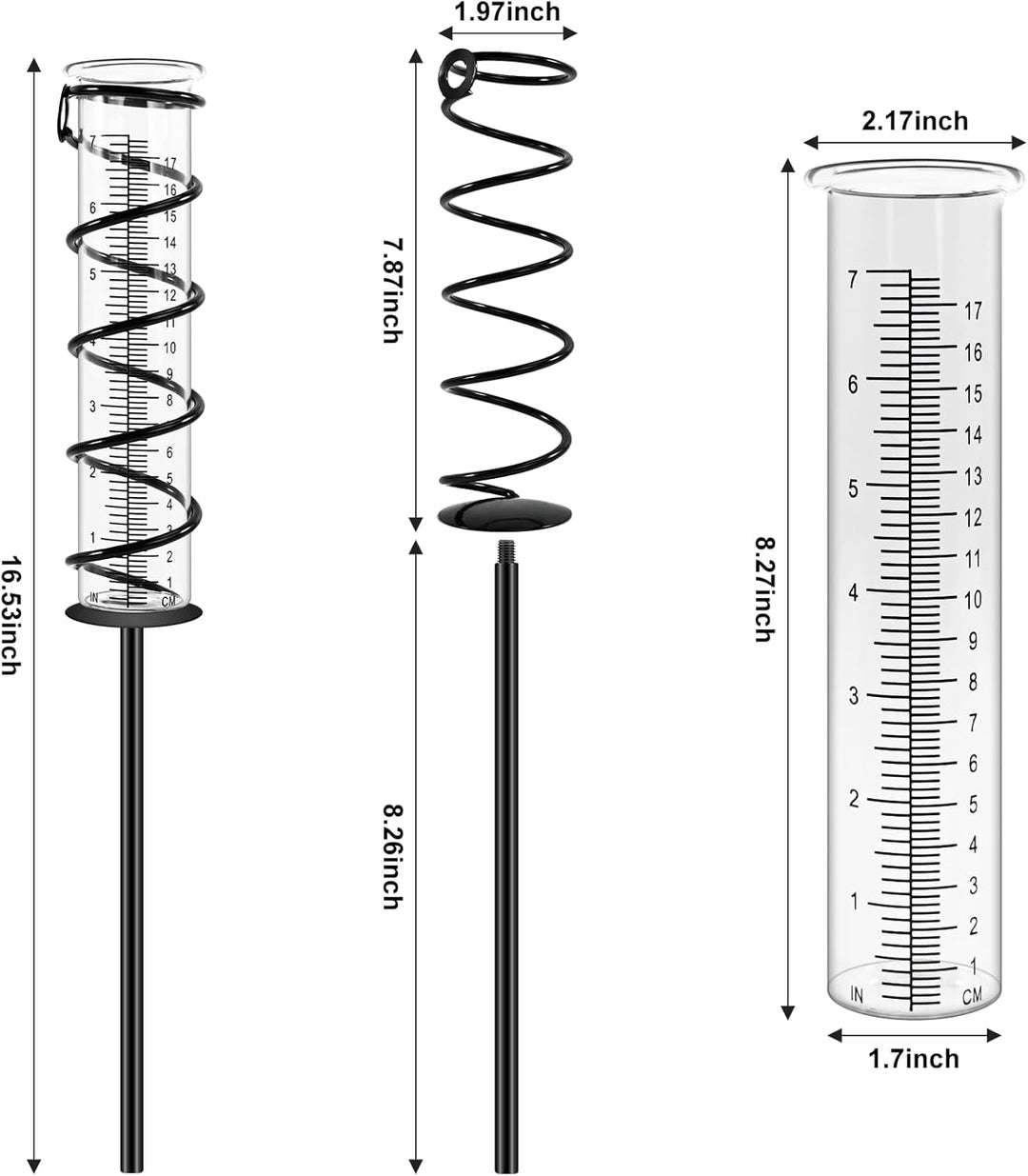 CHIVENIDO 17cm Regenmesser für Garten Frostsicher, Outdoor Regenmesser Glas Regenwassermesser Nieder