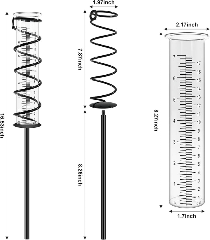 CHIVENIDO 17cm Regenmesser für Garten Frostsicher, Outdoor Regenmesser Glas Regenwassermesser Nieder