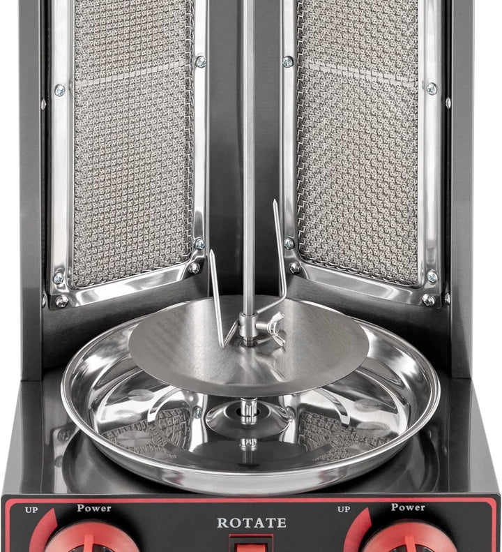 Dönergrill, 3000W Gas-Vertikal Drehspiess Grill, Gyros Grill mit 2 Brennern, Dönergrill für Zuhause,