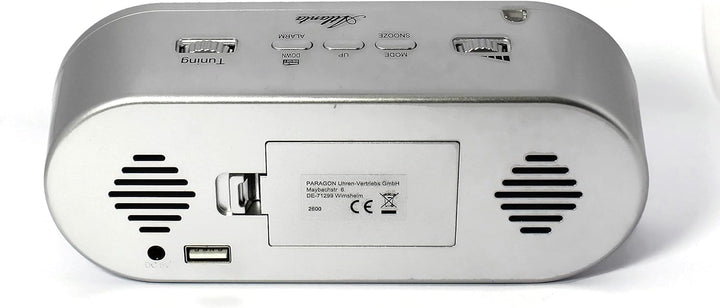 Atlanta Digital-Wecker LED Anzeige mit Radio Temperatur Hygrometer Eckig Silber - 2600