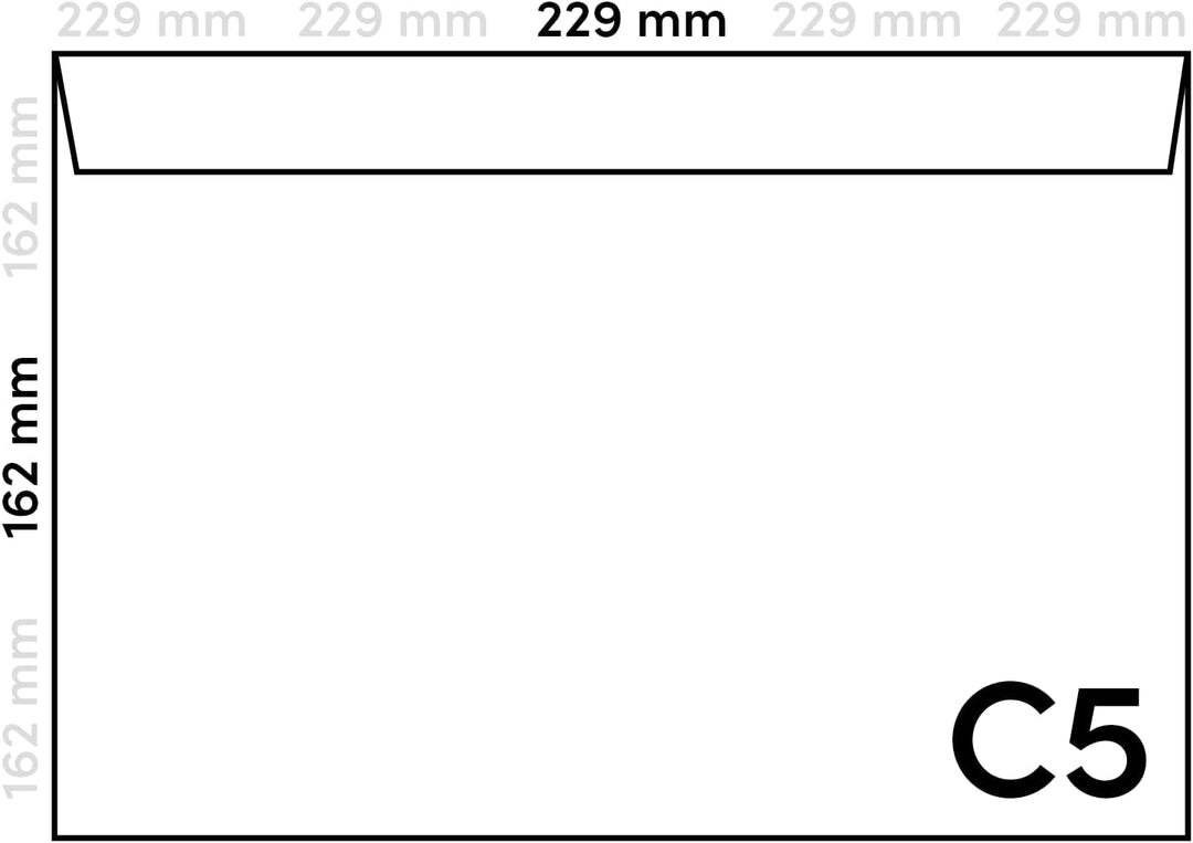 Netuno 100 Weiss gerippte Briefkuverts DIN C5 Haftklebung gerade Klappe ohne Fenster 16,2 x 22,9 cm