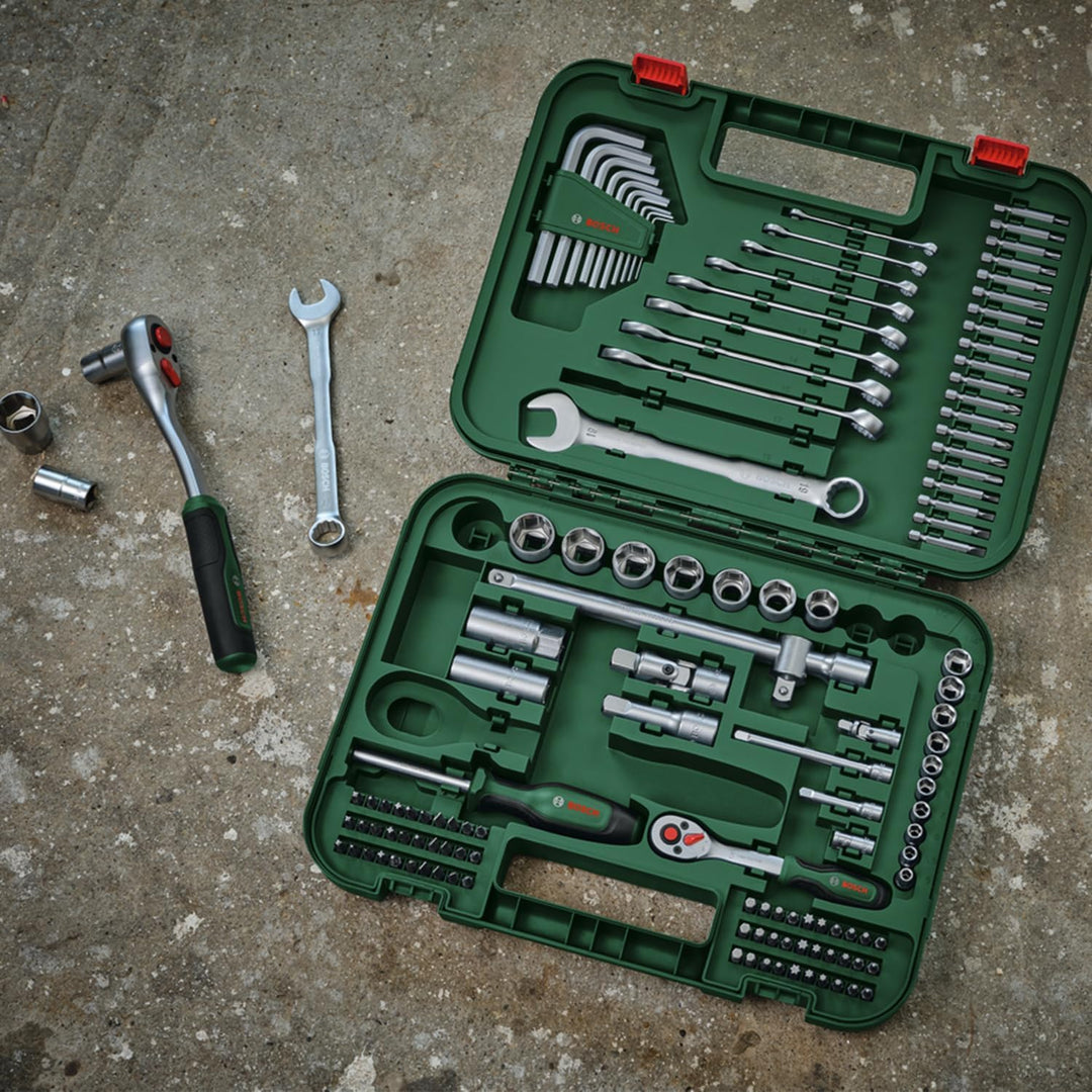 Bosch Advanced Handwerkzeug-Set 132-teilig (für Schraub- und Befestigungsaufgaben; Hochwertige Mater