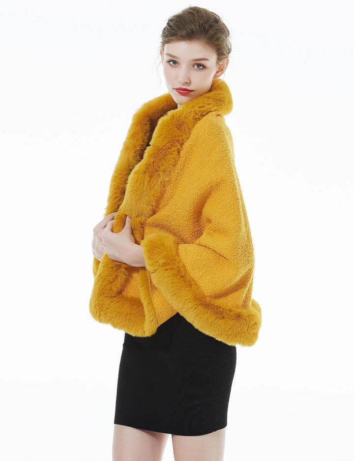 BEAUTELICATE Damen Kunstpelz Stola Brautjacke Bolero Winter Brautschal Mantel für Hochzeit Festlich