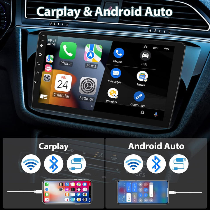 Hodozzy Autoradio 10,1 Zoll 2GB+64GB Kabelloses Carplay Wireless Android Auto, Radio Android mit Nav