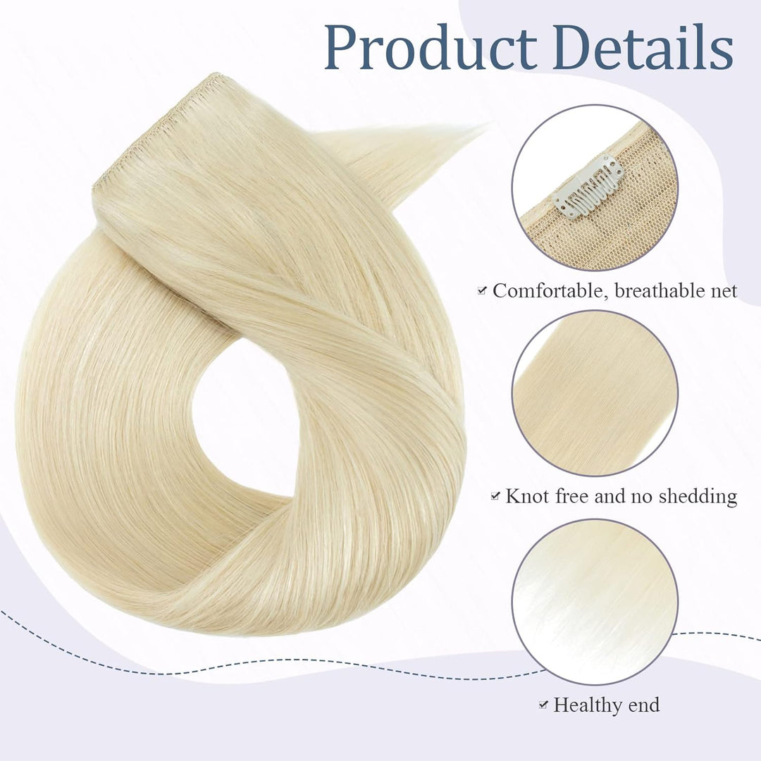 Silk-co Haarteile Echthaar Clip in Extensions Echthaar 1Pc 5Clips Haarverlängerung Weich Natürlich H