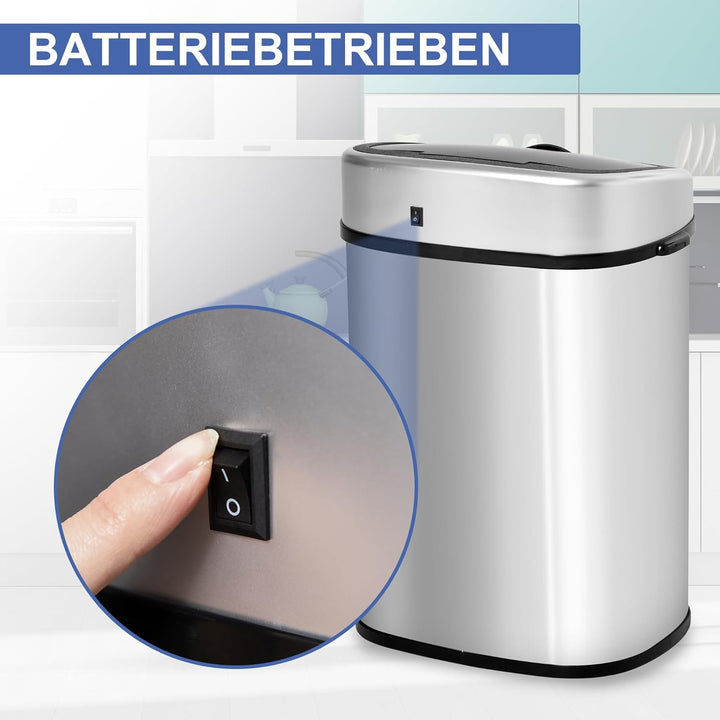 HOMCOM Automatik Mülleimer Abfalleimer mit Infrarotsensor Kücheneimer 58L Silber L40,9 x B28,9 x H68