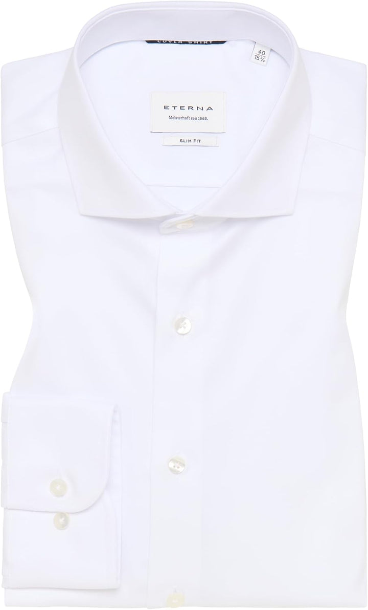 ETERNA Slim Fit Cover Hemd extra Langer Arm blickdichter Twill weiss 38, 38