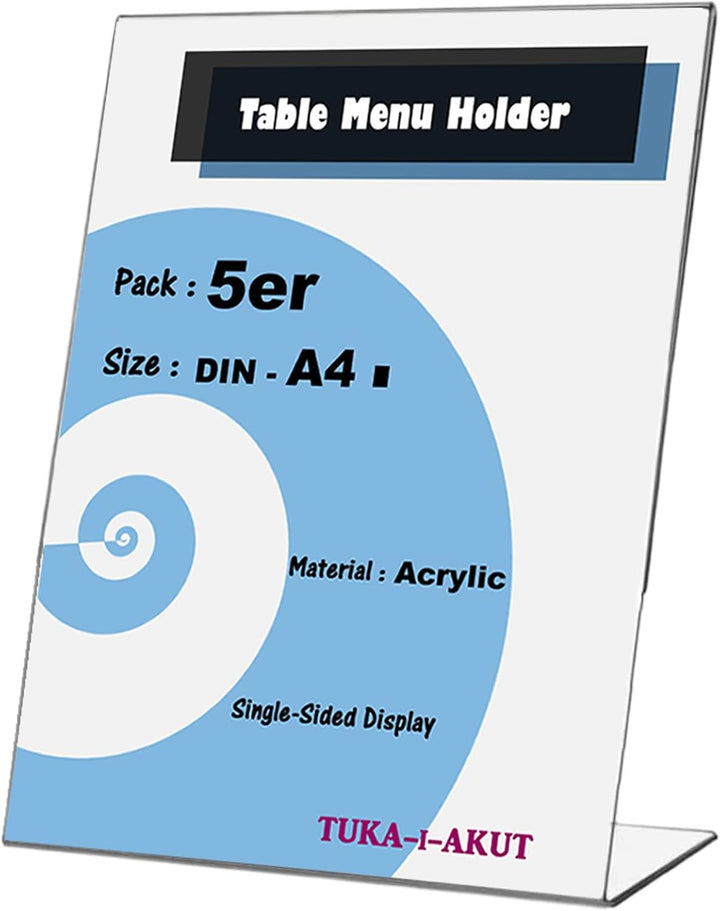 TUKA 10X A4 Hoch Acryl Anzeige-Ständer Plakataufsteller, Tischaufsteller Schräg L-Ständer, Prospekts