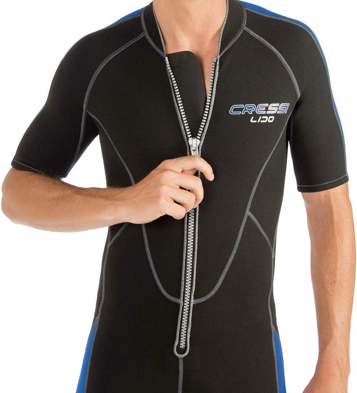 Cressi Lido Man - Shorty Neopren High Stretch 2 mm Neoprenanzug für Herren Schwarz -Blau XXL, Schwar