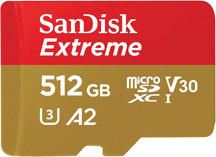SanDisk Extreme microSDXC UHS-I Speicherkarte 512 GB + Adapter (Für Smartphones, Actionkameras und D