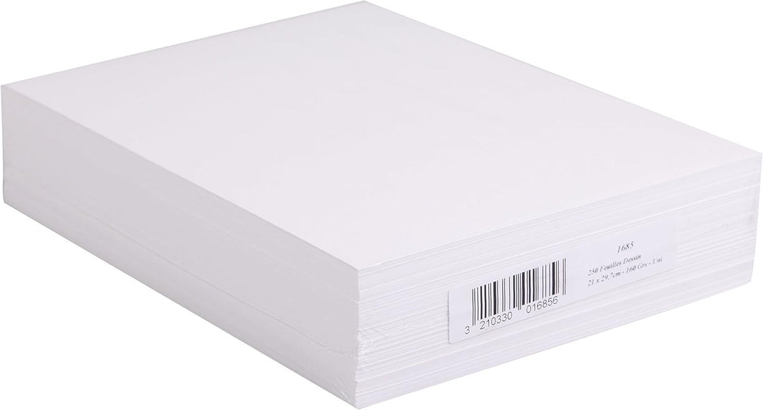 Clairefontaine 1685C - Packung mit 250 Bogen Skizzenpapier 160g, DIN A4 21 x 29,7 cm, ideal für Küns