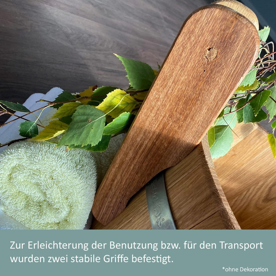 Waldmeister Bonpos Aufgusskübel 23 Liter Sauna Eimer Holz Eiche Pflanzkübel D 43cm Garten Terrasse