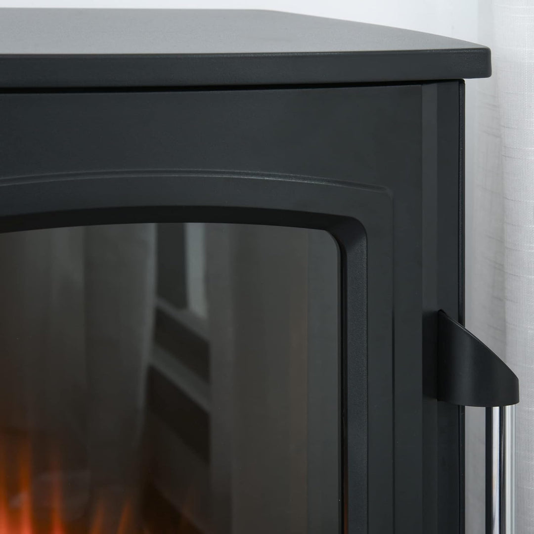 HOMCOM Elektrokamin E-Kamin mit Flammeneffekt Thermostat Kaminofen 1000 W/2000 W, 20–25 qm, Schwarz