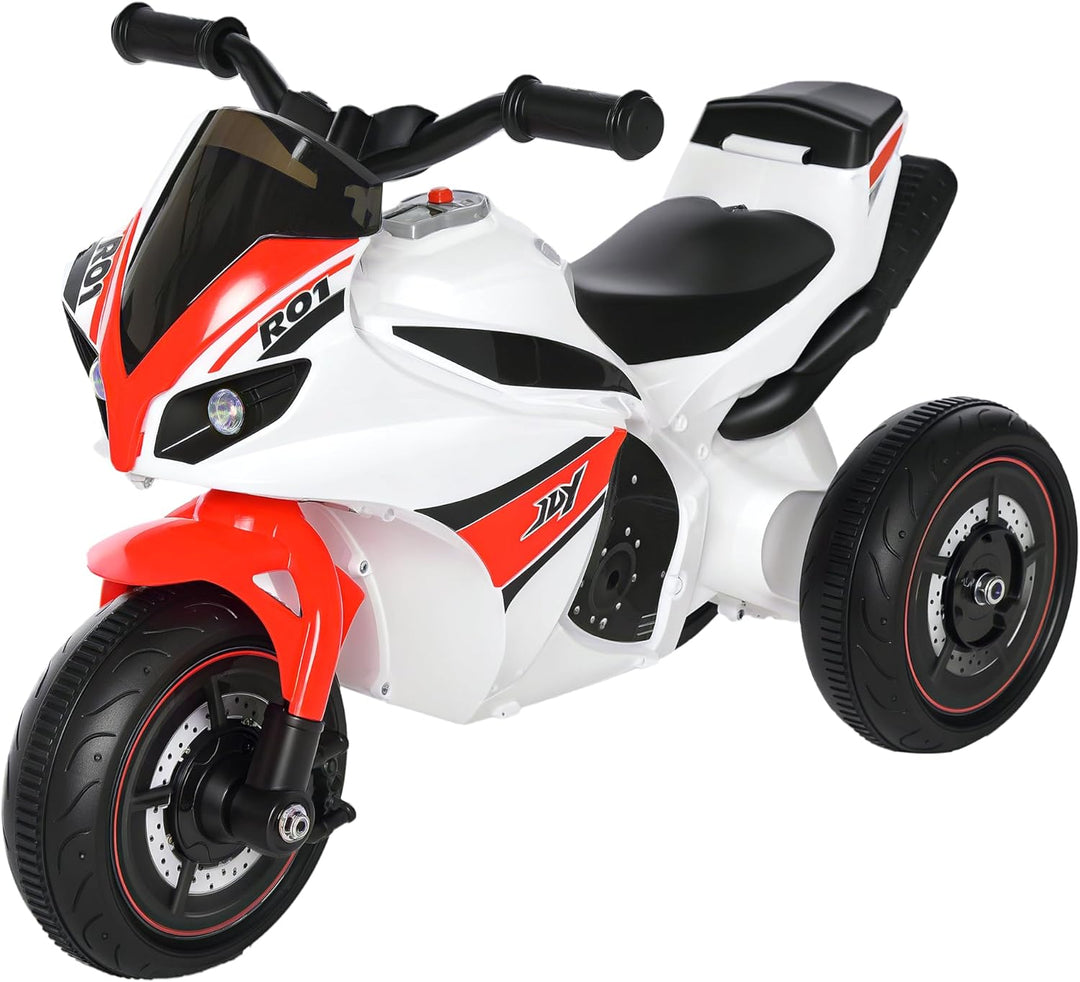 HOMCOM Rutscher Kinder-Motorad Rutscherfahrzeug Kinderfahrzeug für 18-36 Monate mit Musik Weiss 74 x