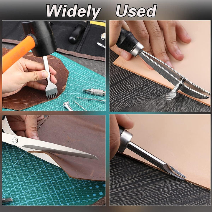 Leder DIY Set, 328 Stücke Leder Werkzeuge Leder DIY Werkzeug, Groover, Leder Nieten Set, Leder Stemp