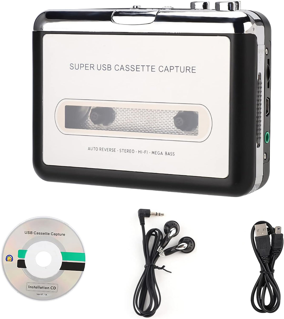 Garsent Kassettenrekorder, USB-Bandkonverter für MP3-Audio-Musik-Player mit Kopfhörern, kompatibel m