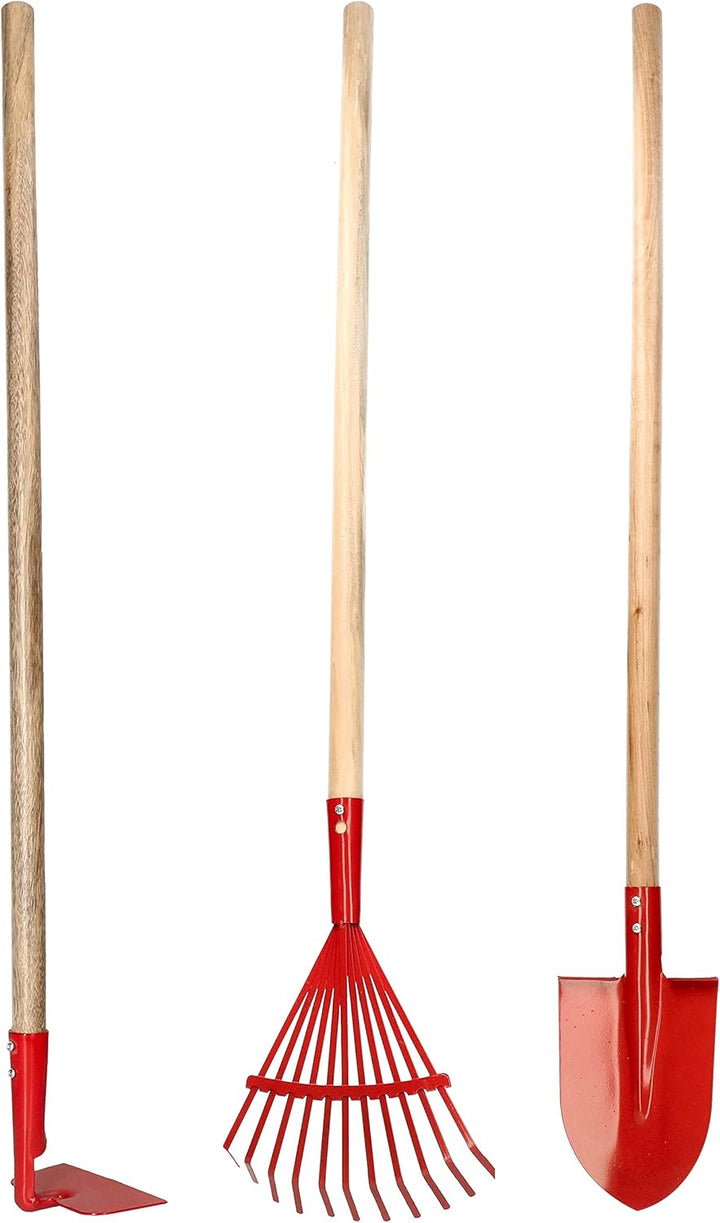 KOTARBAU® 3-TLG. Gartenwerkzeugset bestehen aus Rechen Spaten Hacke Kinderspielzeug