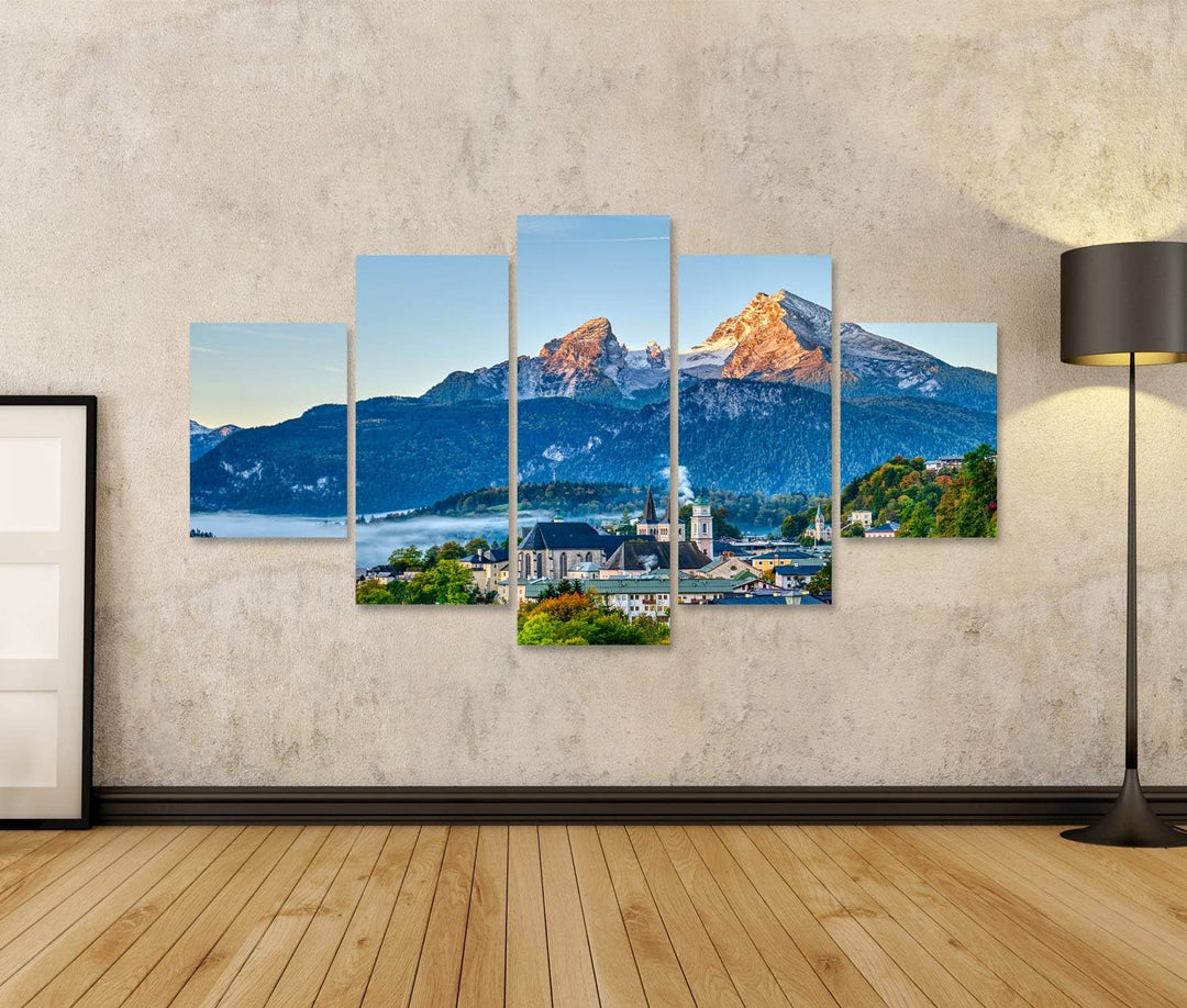 islandburner Bild auf Leinwand Berg Watzmann Stadt Berchtesgaden Bayerische Alpen Bilder Wandbilder