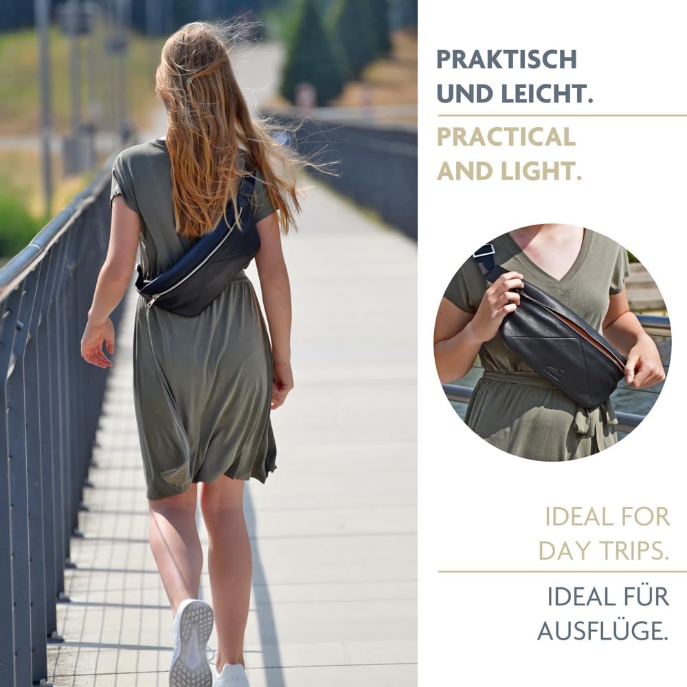 Fa.Volmer ® Bauchtasche/Gürteltasche/Hüfttasche in Echt-Leder für Damen und Herren | schwarz oder br