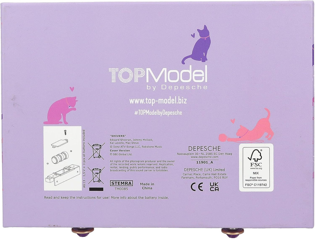 Depesche 11901 TOPModel - Schmuckkästchen mit Code und Sound, Schmuckschatulle mit Spiegel, 2 Schubl