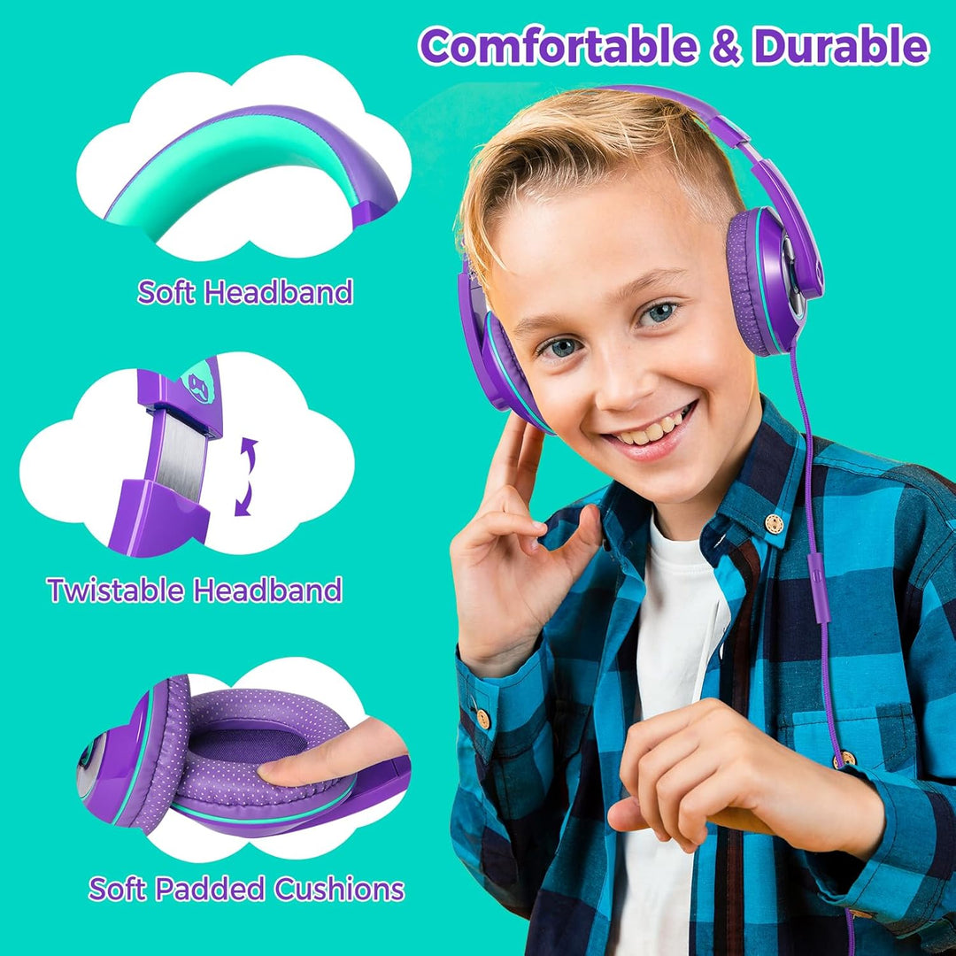 RockPapa Comfort+ Kinder Kopfhörer für Schule Jungen, Kopfhörer Kinder mit Kabel, Faltbar, 3,5 mm Ja
