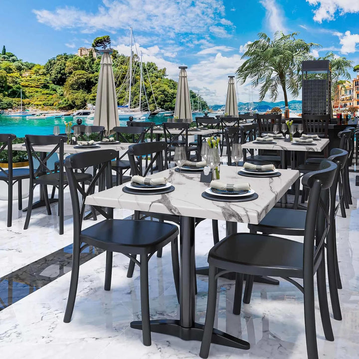 WERZA | Werzalit Tischplatte | Weiss Marmor | B:T 120 x 70 cm | Topalit Gartentischplatte | Perfekt