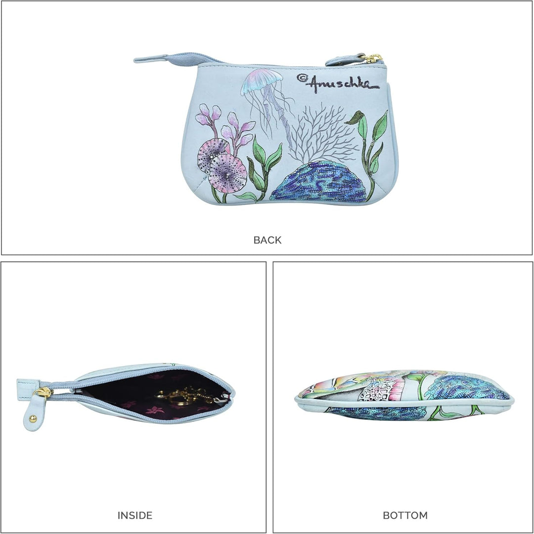 Anuschka Damen Leder Münzgeldbörse - Echtes Weichleder - Handbemalt Original Kunst Underwater Beauty