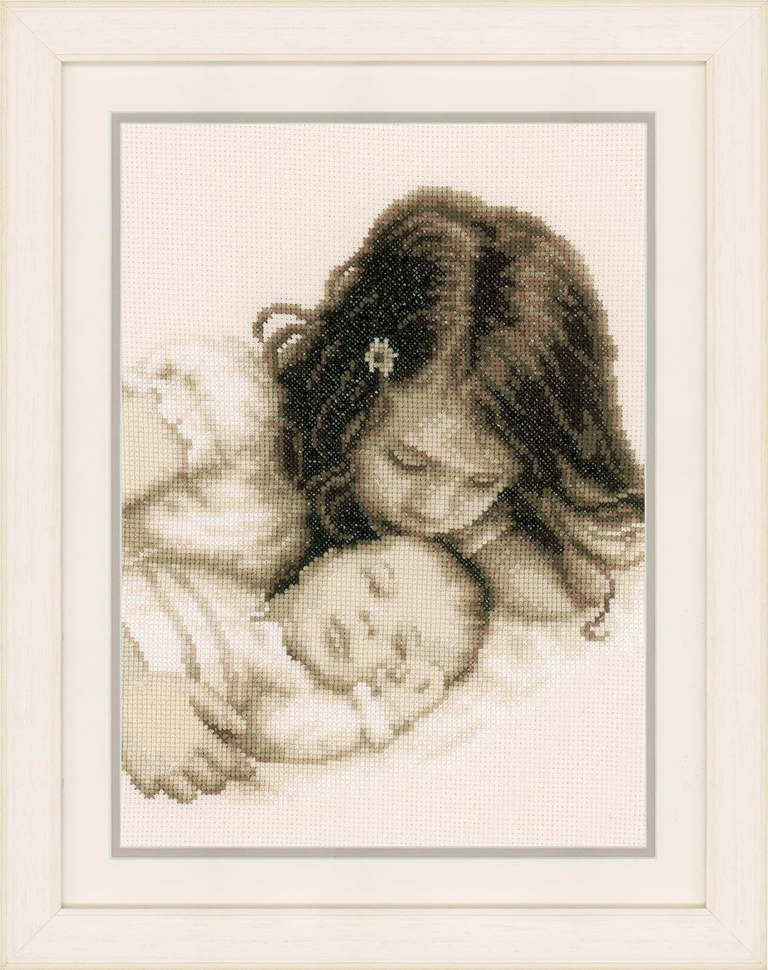 Vervaco Zählmusterpackung Baby und Schwester Aida Kreuzstickpackung zum Auszählen, weiss, 22 x 27 x