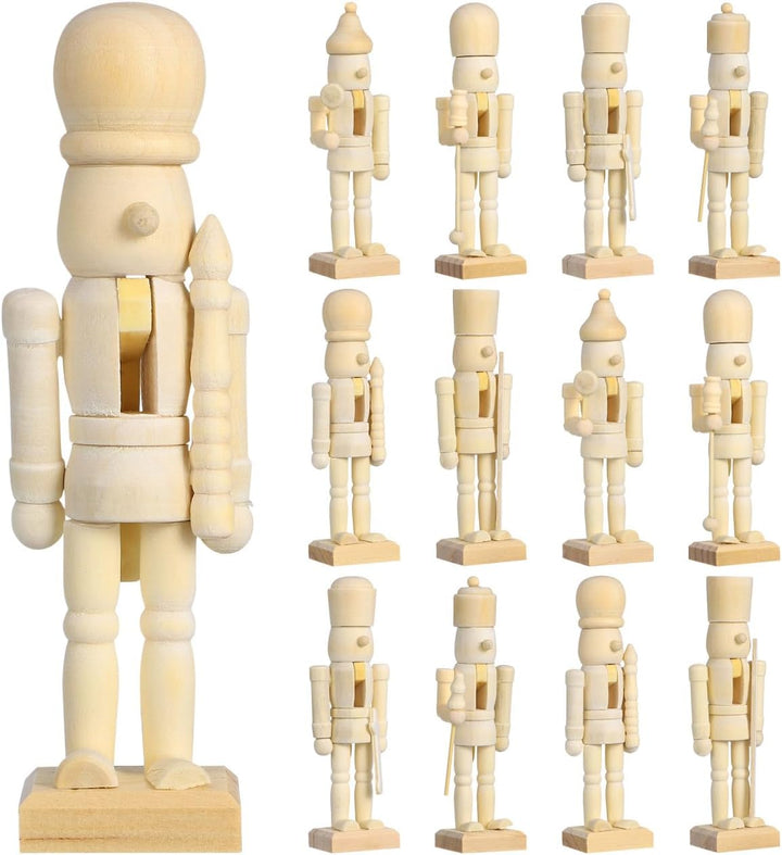 MAGICLULU 12 Stück Unvollendete Holz-Nussknacker Holz-Nussknacker Zum Bemalen Von Holzfarben-Nusskna