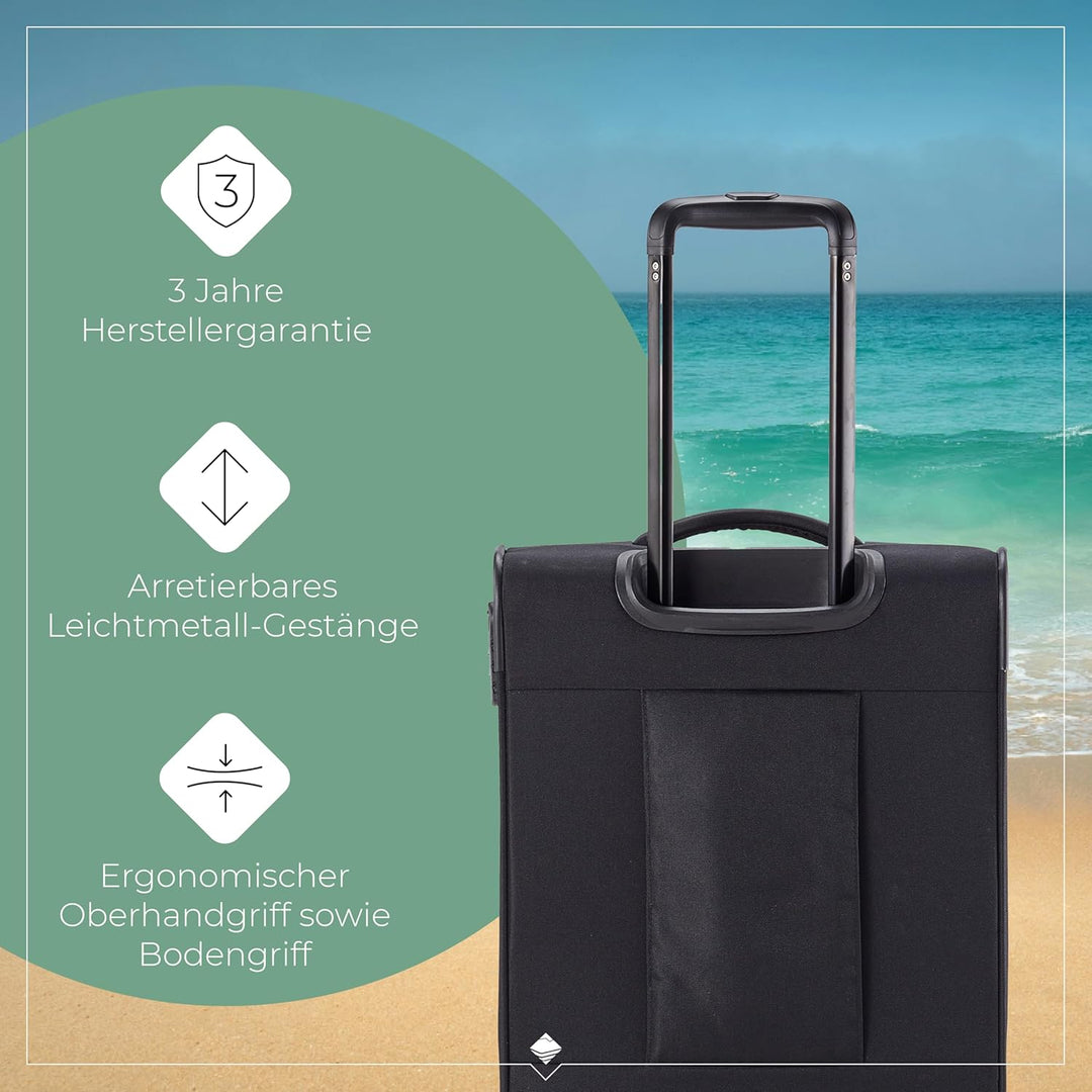 travelite 4-Rad Koffer Handgepäck Weichschale, IATA Bordgepäck Mass; Serie CHIOS, Trolley mit Kanten