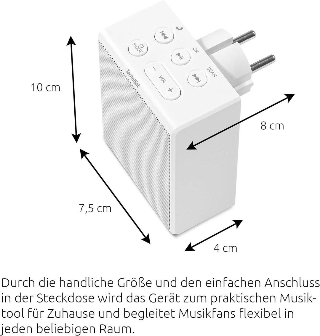 TechniSat VIOLA Steckdosenradio - Kompaktes UKW-Radio für die Steckdose (Bluetooth, Freisprecheinric