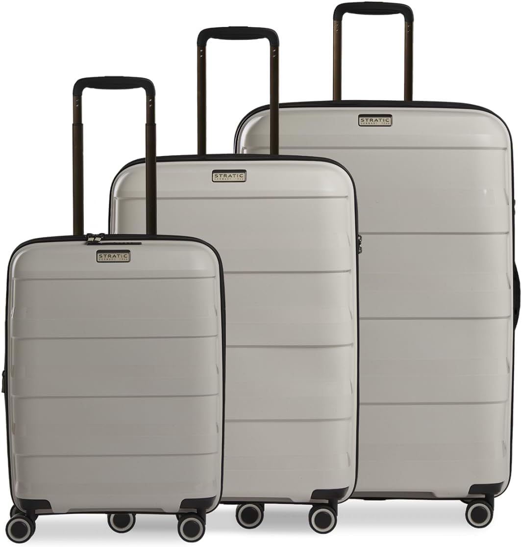 Stratic Straw + Hartschalen-Koffer Trolley Koffer-Set Reisekoffer, nachhaltig, 4 Rollen, erweiterbar