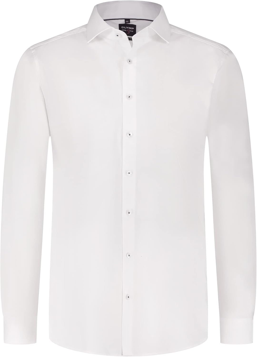 OLYMP Herren Businesshemd Langarm Level Five,Einfarbig,Body fit,Royal Kent 44 Weiss 00, 44 Weiss 00
