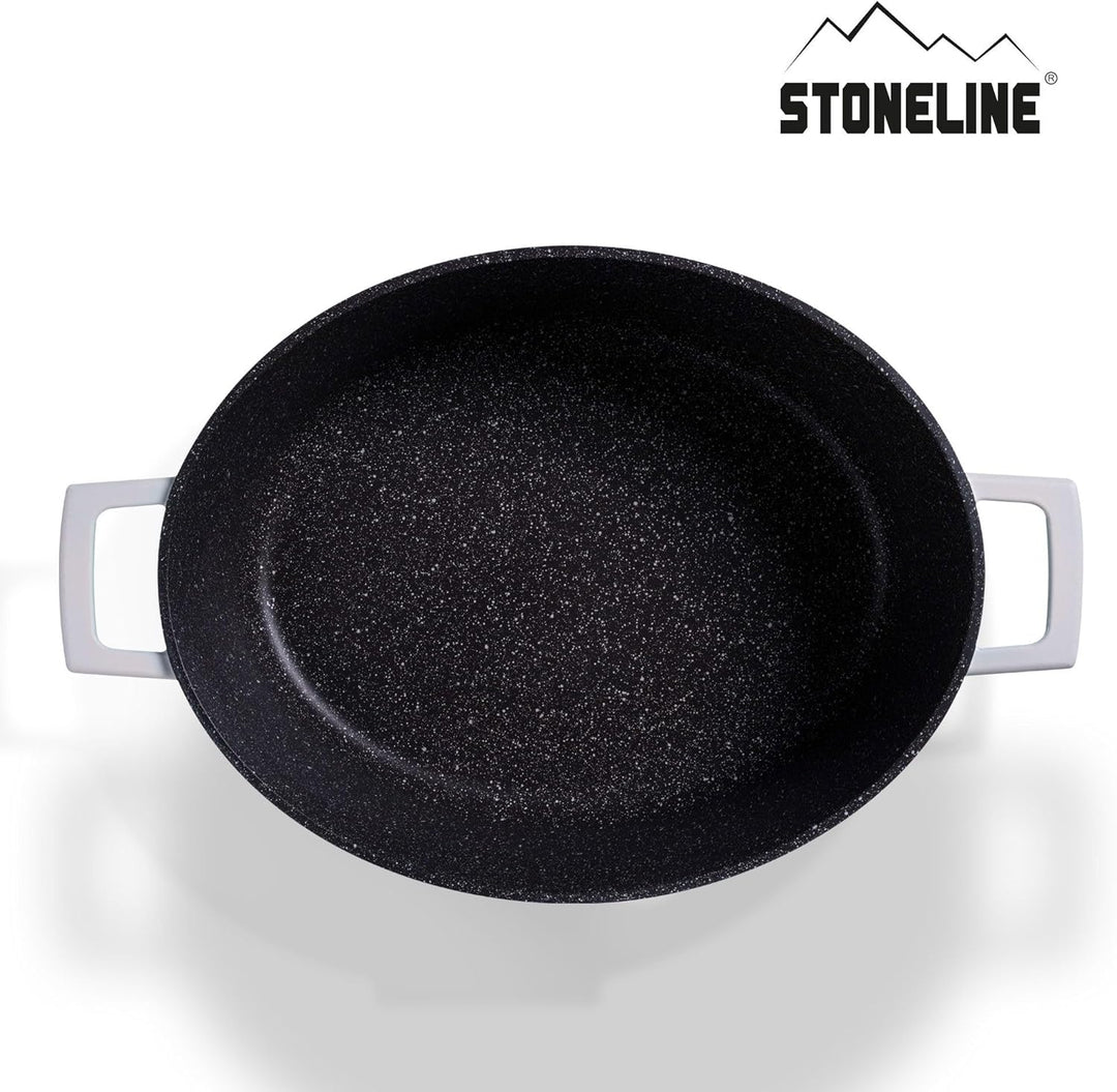 STONELINE Cocotte Bräter mit Deckel Induktion 32 cm, 6,6 L, Aluguss Topf beschichtet mit echten Stei