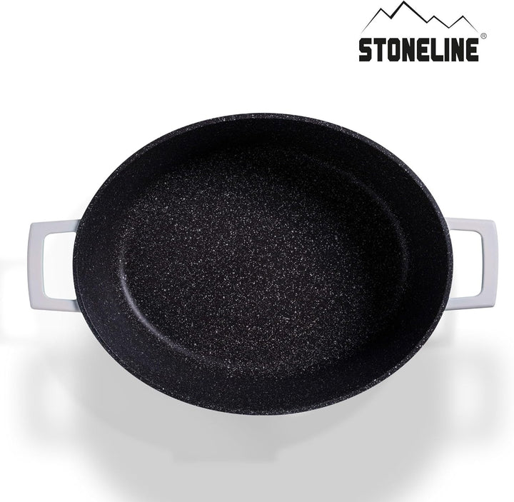 STONELINE Cocotte Bräter mit Deckel Induktion 32 cm, 6,6 L, Aluguss Topf beschichtet mit echten Stei
